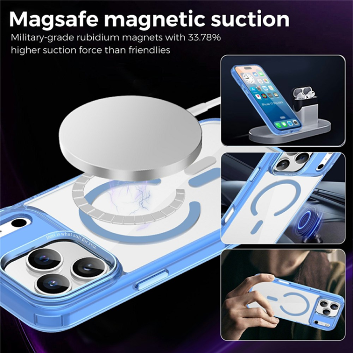 A-One Brand - iPhone 17 Pro Max Mobilskal MagSafe Transparent TPU+PC - Blå