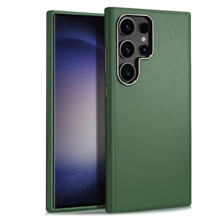 OEM - Galaxy S24 Ultra Mobilskal Läder Shockproof Silikon - Grön