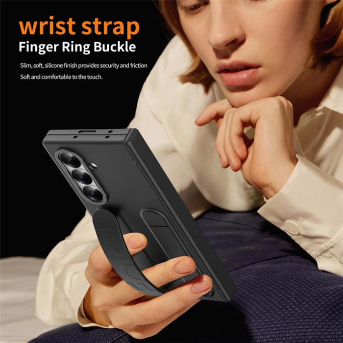 A-One Brand - Galaxy Z Fold 7 Mobilskal Kickstand Armband - Svart