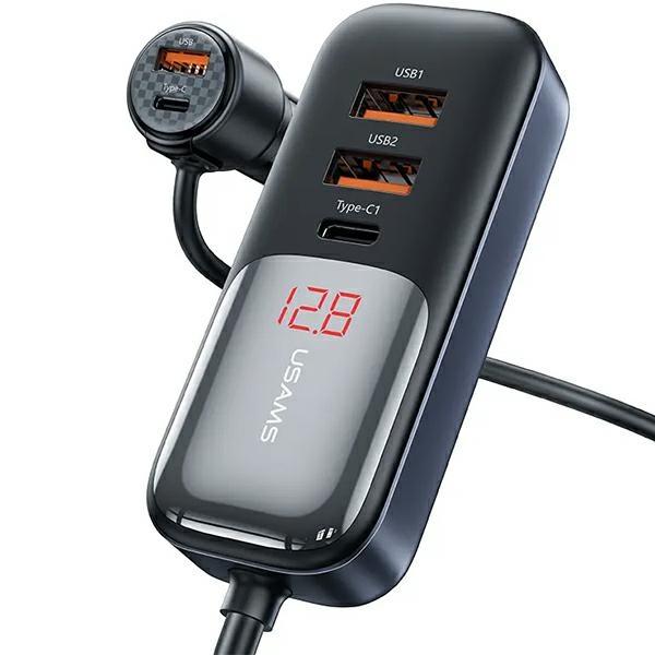 USAMS C40 Billaddare 165W PD+QC 3xUSB-A 2xUSB-C - Svart