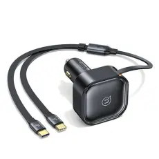USAMS - USAMS C41 Billaddare 30W 2xUSB-C med Kabel - Svart
