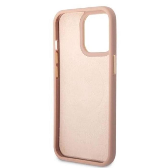 Guess - Guess iPhone 13 Pro Skal MagSafe Peony Logo Plate - Rosa