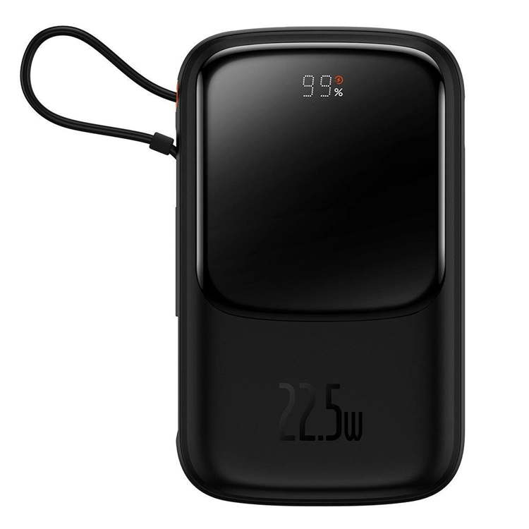 Baseus Powerbank Qpow 10000mAh 22.5W med Inbyggd USB-C Kabel - Svart | 505295 | AlltMobil
