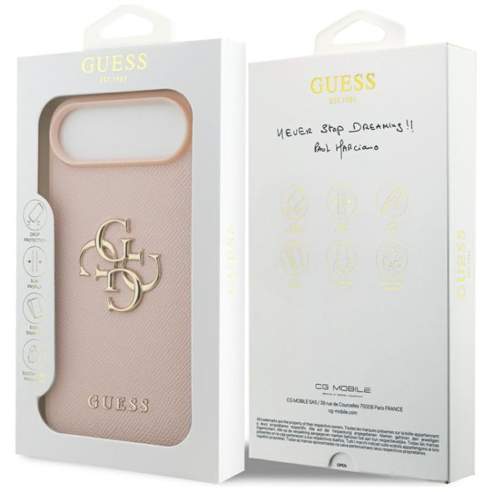 Guess - Guess iPhone 17 Air Mobilskal Grained Classic Logo - Rosa