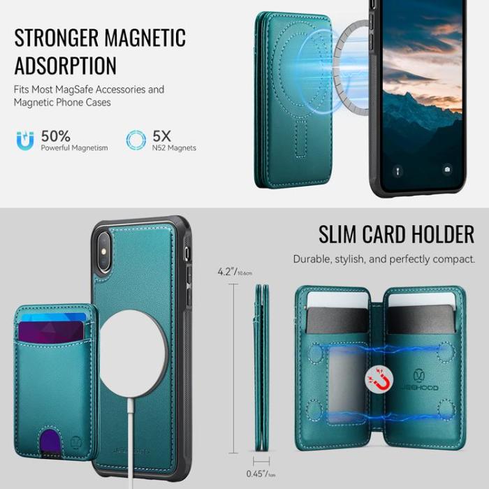 OEM - JEEHOOD Mobilskal till iPhone XS Max Magsafe Läder - Blå