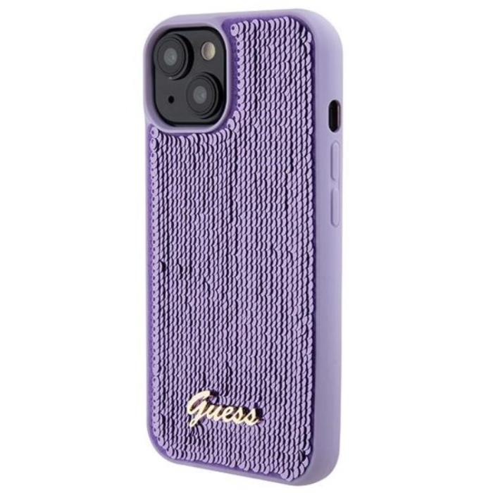 Guess - Guess iPhone 15 Mobilskal Sequin Script Metal - Lila