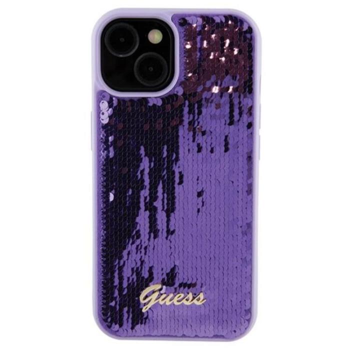 Guess - Guess iPhone 15 Mobilskal Sequin Script Metal - Lila