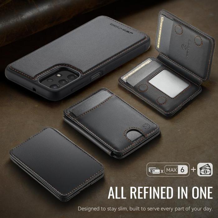 OEM - JEEHOOD Samsung Galaxy A13 4G/5G Mobilskal Konstläder med Kortfack - Svart