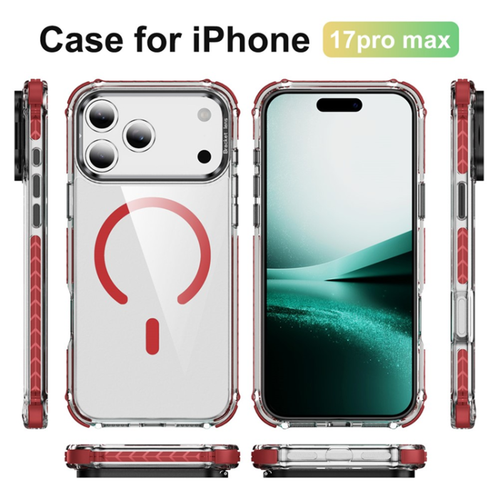 A-One Brand - iPhone 17 Pro Max Mobilskal MagSafe Kickstand - Röd/Svart