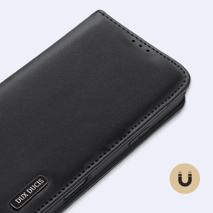 Dux Ducis - Dux Ducis iPhone 16 Pro Max Plånboksfodral Äkta Läder Hivo - Svart