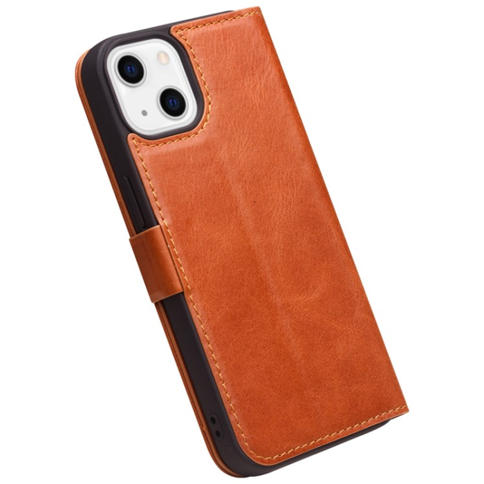 QIALINO - QIALINO iPhone 13 Mini Plånboksfodral Äkta Läder Flip Folio