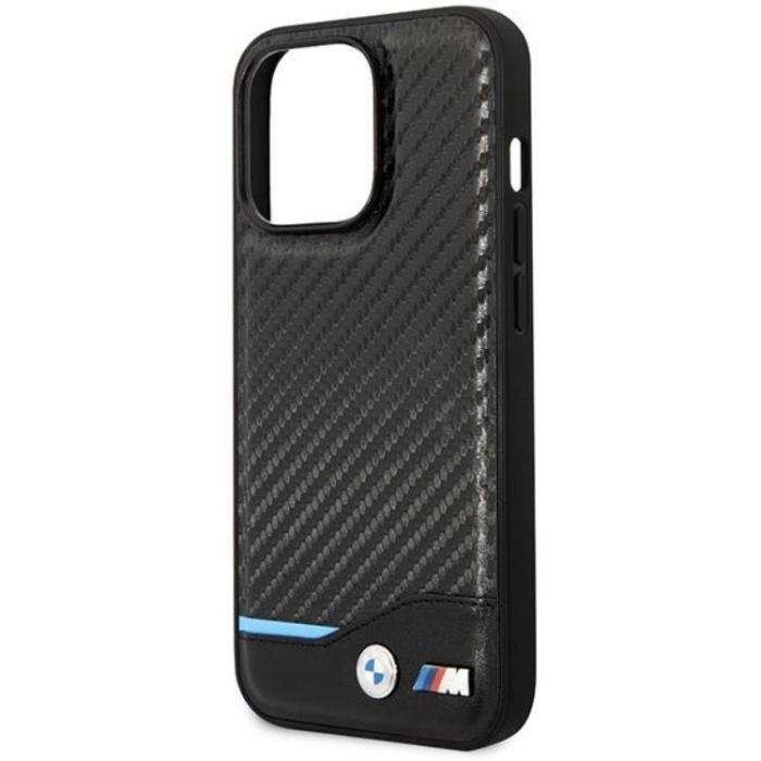 BMW - BMW iPhone 14 Pro Magsafe Läder Mobilskal Carbon - Svart
