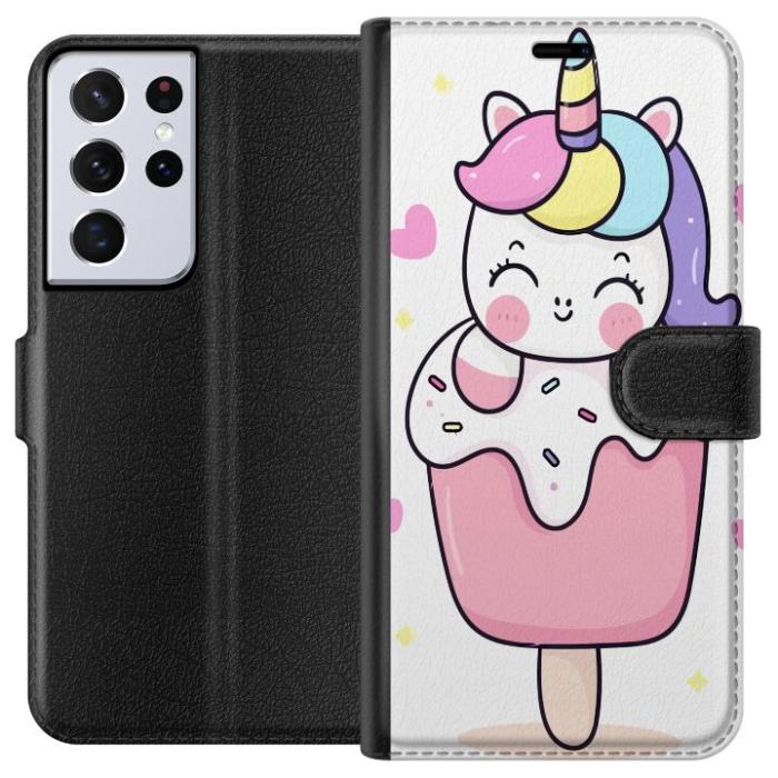 iSecrets - Plånboksfodral till Samsung Galaxy S21 Ultra 5G med Glad enhörning