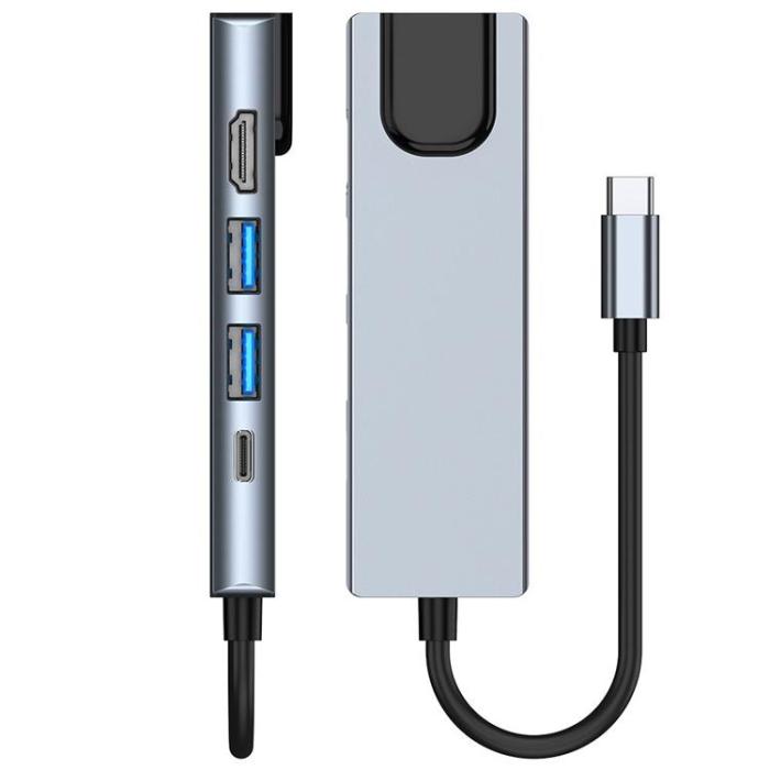 Tech-Protect - Tech-Protect V3-Hub Adapter 5in1 - Grå