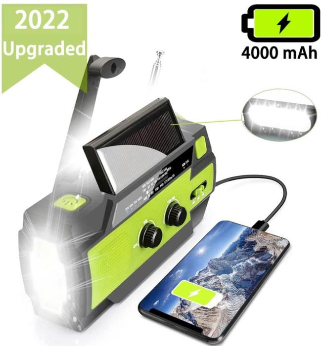 UTGATT5 - Vev-radio 4000mAh Powerbank med Solceller och Ficklampa