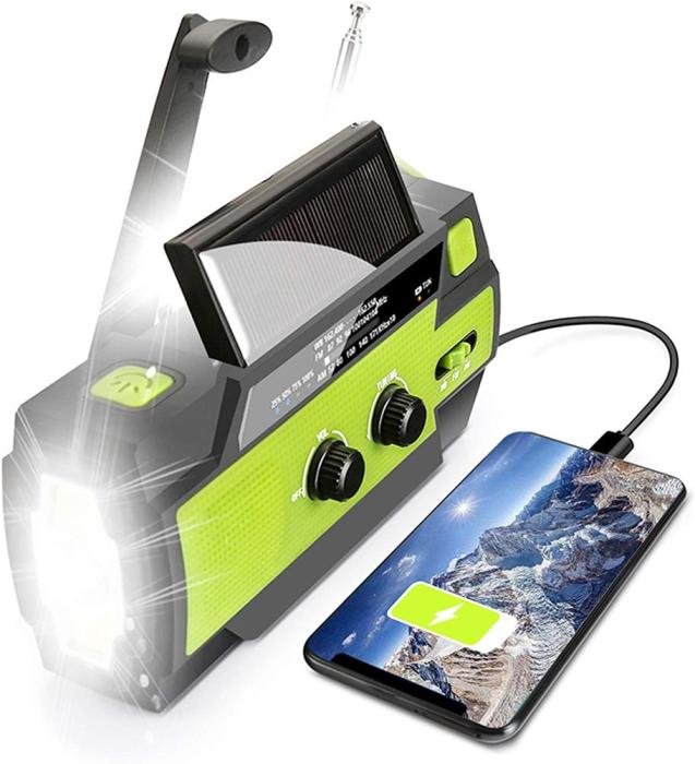 UTGATT5 - Vev-radio 4000mAh Powerbank med Solceller och Ficklampa