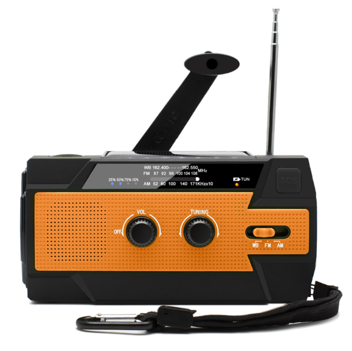 UTGATT5 - Vev-radio 4000mAh Powerbank med Solceller och Ficklampa