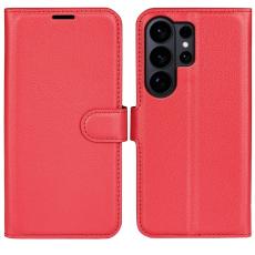 OEM - LITCHI Samsung Galaxy S26 Ultra Pl&aring;nboksfodral Konstl&auml;der Skydd - R&ouml;d
