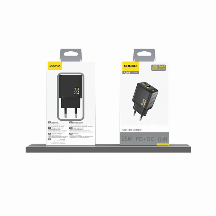 Dudao - Dudao Snabbladdare 25W A26T GaN USB-A, USB-C - Svart