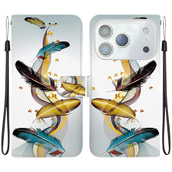 A-One Brand - iPhone 17 Pro Max Plånboksfodral Med Lanyard - Butterfly Feather