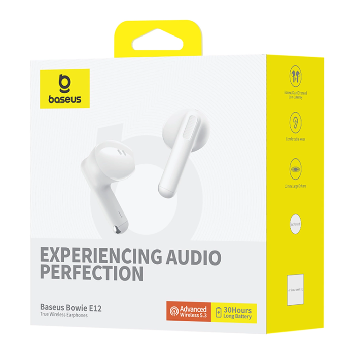 BASEUS - Baseus Bowie E12 Trådlösa Hörlurar In-Ear Bluetooth 5.3 - Vit