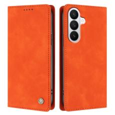 OEM - Pl&aring;nboksfodral f&ouml;r Samsung Galaxy S26 Konstl&auml;der RFID - Orange