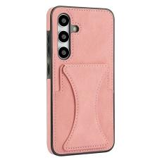 OEM - Mobilfodral f&ouml;r Samsung Galaxy S26 Konstl&auml;der + TPU med kortfack - Rosa