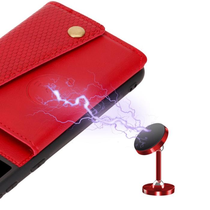 OEM - Mobilfodral för Samsung Galaxy S26 Konstläder + TPU med kortfack - Röd