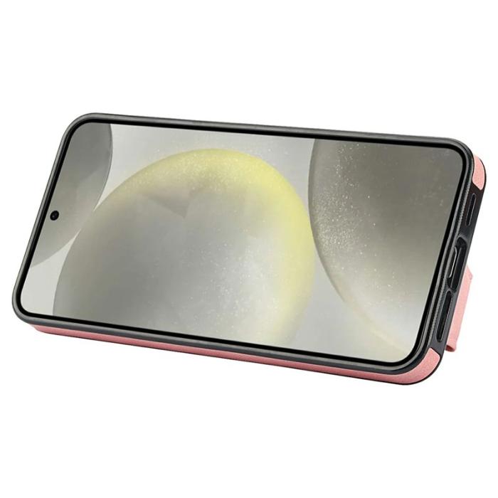 OEM - Mobilfodral för Samsung Galaxy S26 Konstläder + TPU med kortfack - Rosa