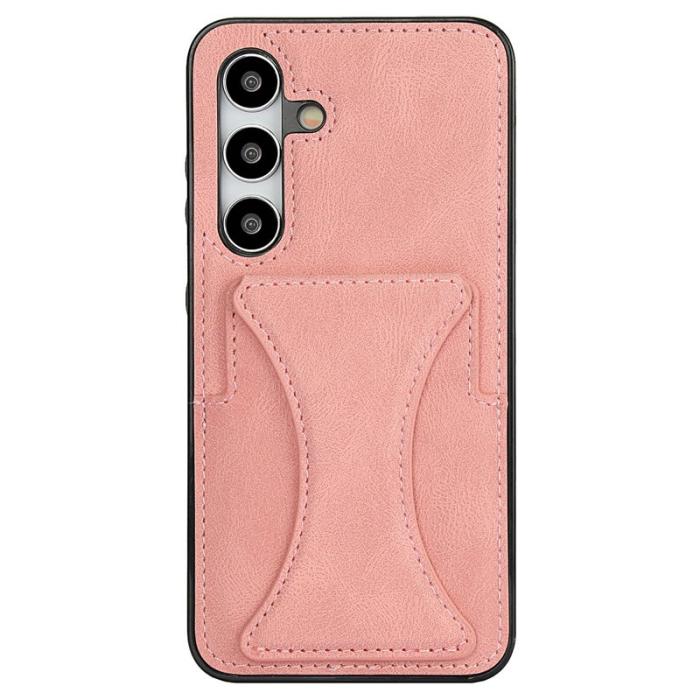OEM - Mobilfodral för Samsung Galaxy S26 Konstläder + TPU med kortfack - Rosa
