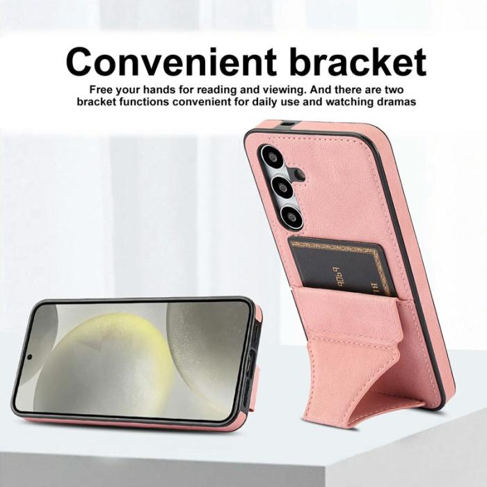 OEM - Mobilfodral för Samsung Galaxy S26 Konstläder + TPU med kortfack - Rosa