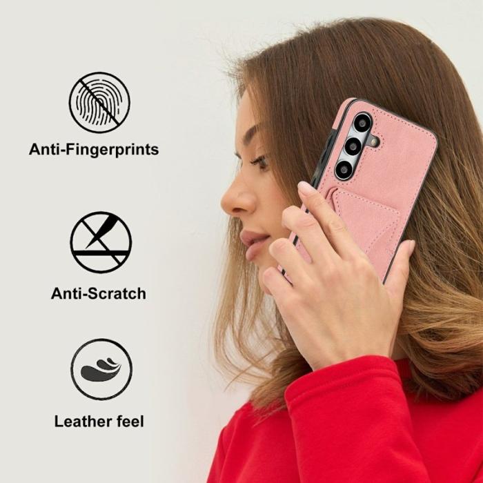 OEM - Mobilfodral för Samsung Galaxy S26 Konstläder + TPU med kortfack - Rosa