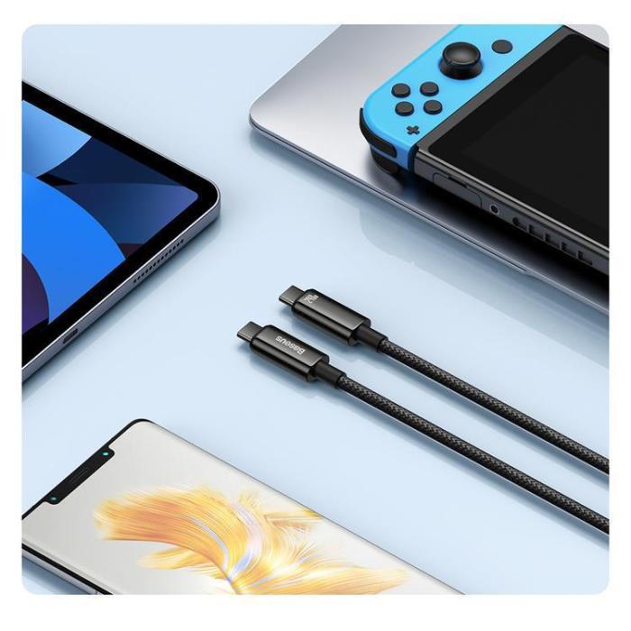 BASEUS - Baseus USB-C till USB-C kabel 480Mb/s 240W 1m Tungsten Guld