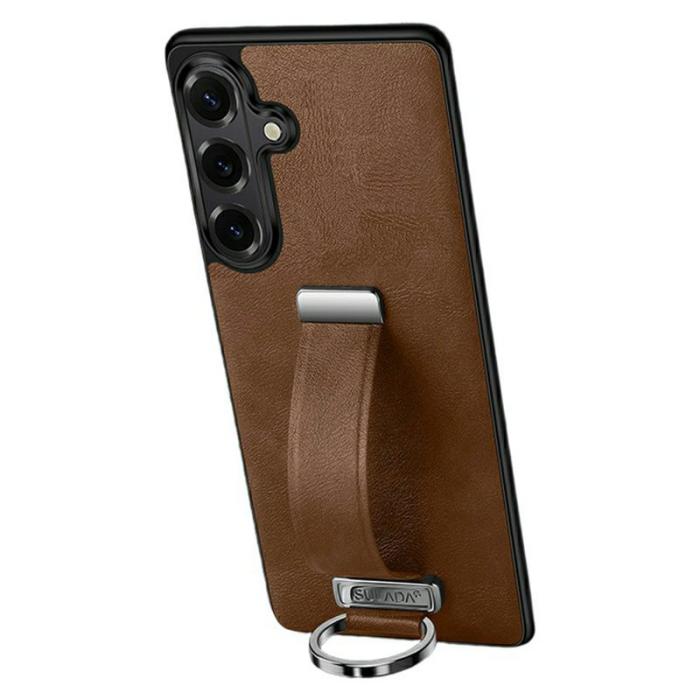 SULADA - Sulada Mobilskal för Samsung Galaxy S26 Plus Kickstand Konstläder - Brun
