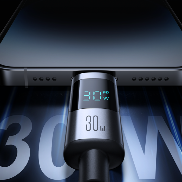 Joyroom - Joyroom USB-C - Lightning kabel 30W 1.2m med Display - Svart