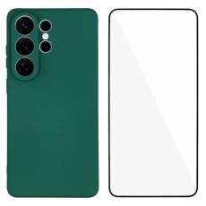 WANLONFENG - WANLONFENG Mobilskal f&ouml;r Samsung Galaxy S26 Ultra TPU med h&auml;rdat glas - Armgr&ouml;n