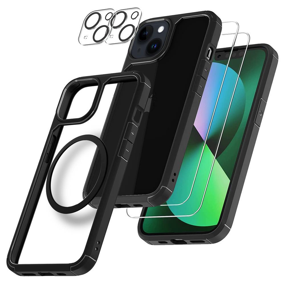 [6in1] BOOM iPhone 14 Plus Skal - Kameralinsskydd - Härdat Glas - MagSafe Ring | 2353 | AlltMobil