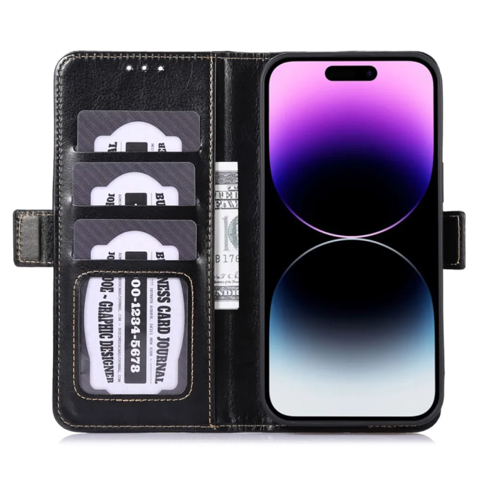 ABEEL - ABEEL iPhone 15 Plus Plånboksfodral - Svart