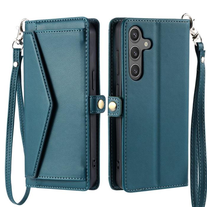 OEM - Samsung Galaxy S26 Plånboksfodral Konstläder Med Handrem - Grön