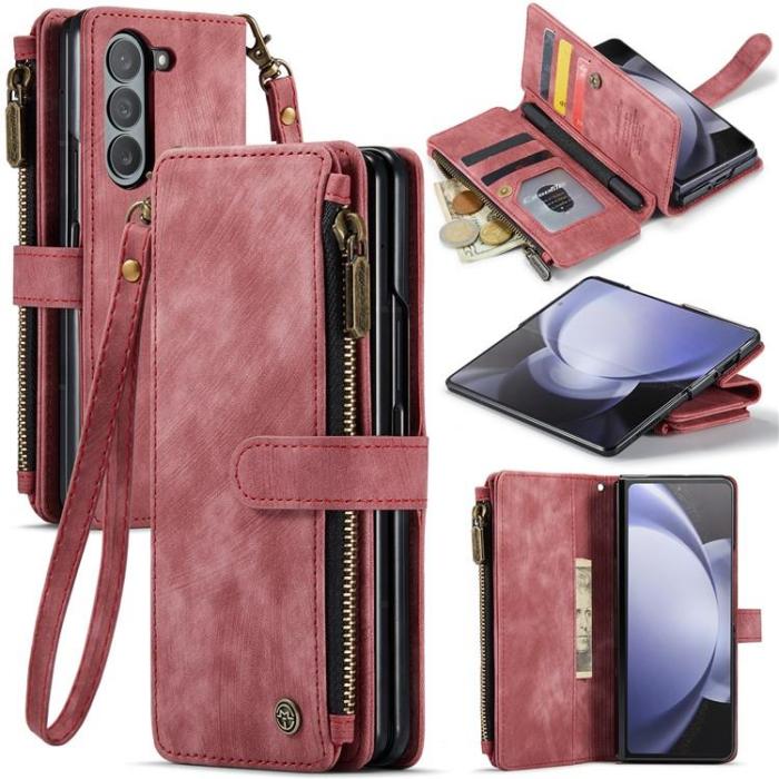 Caseme - CASEME Galaxy Z Fold 5 Plånboksfodral C30 Zipper - Röd