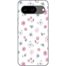 Gustaf - Mobilskal till Google Pixel 8 med Blommor och fj&auml;rillar