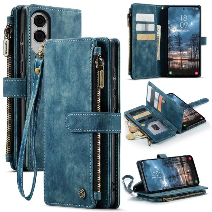 Caseme - CASEME C30 Plånboksfodral för Samsung Galaxy S25 Edge Blå Konstläder