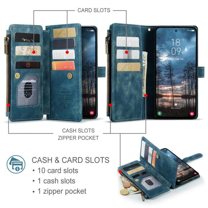 Caseme - CASEME C30 Plånboksfodral för Samsung Galaxy S25 Edge Blå Konstläder