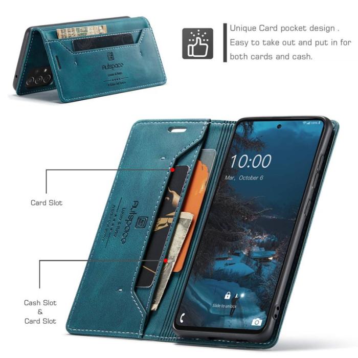 AUTSPACE - AUTSPACE A01 för Samsung Galaxy A73 5G Plånboksfodral Konstläder - Blå
