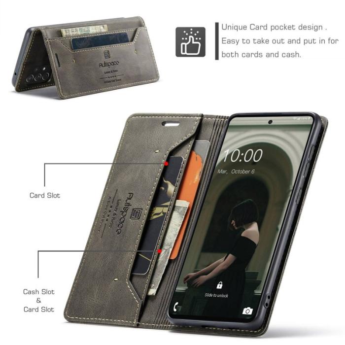 AUTSPACE - AUTSPACE A01 för Samsung Galaxy A73 5G Plånboksfodral Konstläder - Brun