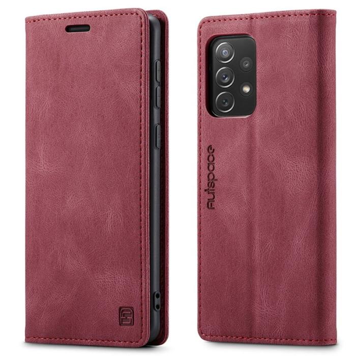 AUTSPACE - AUTSPACE A01 för Samsung Galaxy A73 5G Fodral PU Läder - Röd