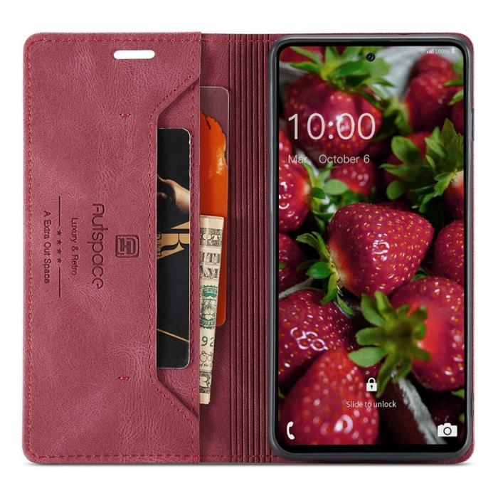 AUTSPACE - AUTSPACE A01 för Samsung Galaxy A73 5G Fodral PU Läder - Röd