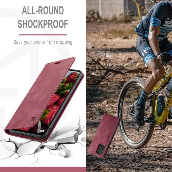 AUTSPACE - AUTSPACE A01 för Samsung Galaxy A73 5G Fodral PU Läder - Röd