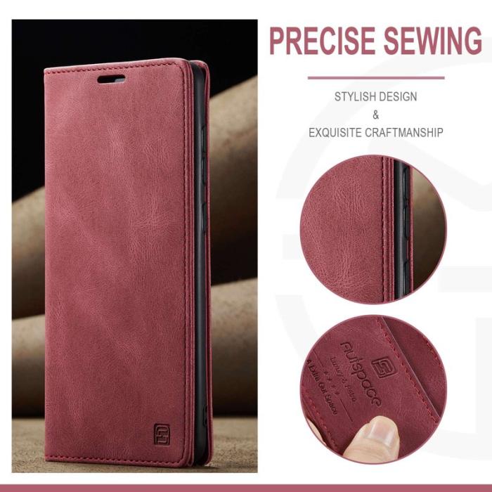 AUTSPACE - AUTSPACE A01 för Samsung Galaxy A73 5G Fodral PU Läder - Röd