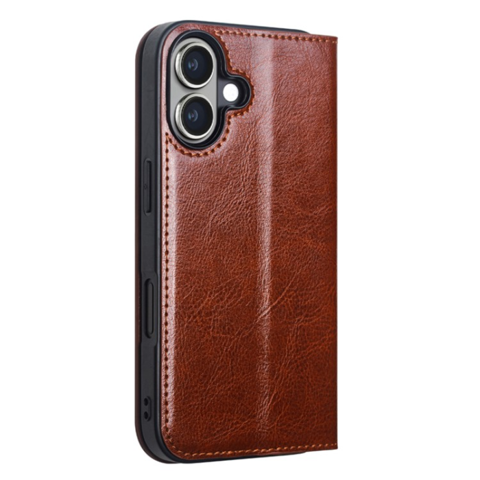 QIALINO - Qialino iPhone 16 Plånboksfodral Äkta Läder Korthållare